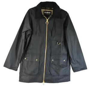 NEW, Barbour Highclere wax Hooded jacket in Black Size US 8 #WAX304
